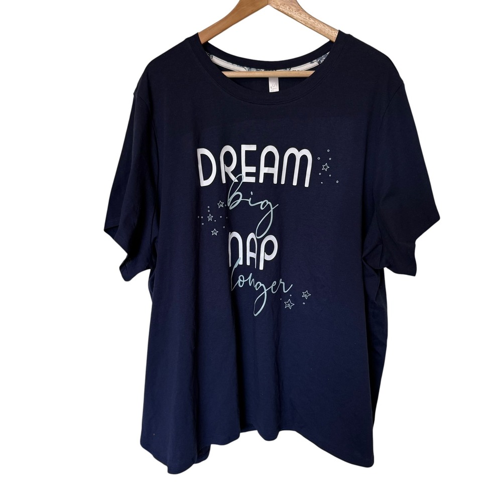 Sleep by Cacique Sleep Shirt Women‎ 26/28 Navy Blue New Dream Big Nap Longer Tee